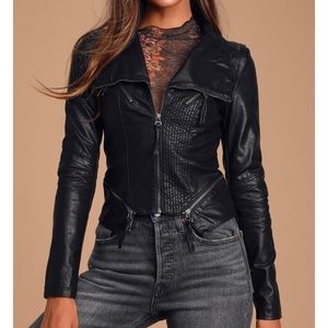Lulus black vegan leather jacket